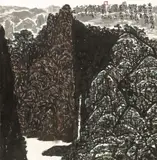 Yu Peng, Landscape in Black and White, 1988, Mounted scroll, ink and color on paper
