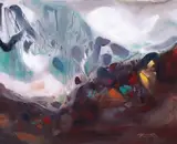 Deux Espaces by Chu Teh-chun, 1998, Oil on canvas, sold Jun 2013