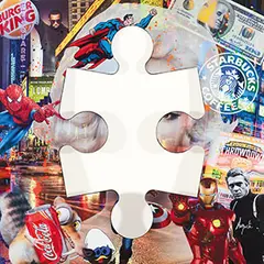 Auguste, Marilyn vs Iron Man, 2014, Mixed media on aluminum plate