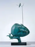 Peng Kuan-jun, Listen to Spring, 2005, Bronze and marble, edition 5/6