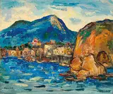Sanlang Yang, Fishing Village, Yeliou, Oil on canvas mount onto fiber board