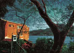 A Simple House by the River by Lien Chien-hsing, 1997, Oil on canvas, sold Jun 2009