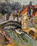 Luo Zhongli, Ancient Town of Liege, 1995, Oil on canvas, mounted onto board
