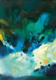 Alentours verdoyants II by Chu Teh-chun, 1988, Oil on canvas, sold Dec 2014