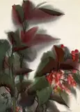 Chinese Flowering Crabapple by Shiy De-jinn, 1975, Watercolor on paper, sold Dec 2010
