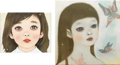 Iida Kiriko, A Girl ; Butterfly (a set of 2), 2018, Acrylic on canvas