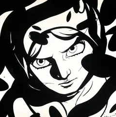 Yoshitaka Amano, Monochrome, 2004, Acrylic on canvas