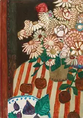 Jean-Pierre Cassigneul, Still Life with Flowers and Figs, Oil on canvas