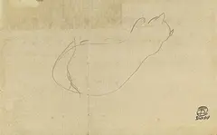 Sanyu, Study of Cat, 1931, Ink and pencil on the paper
