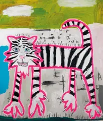 Nathan Paddison, Ease Ear Thai Gore, 2021, Acrylic, spray paint and charcoal on canvas