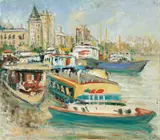 Lin Dachuan, Suzhou River, Shanghai, Oil on paper