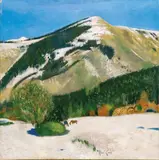 René Genis, Poulains dans la neige, Oil on canvas