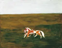 Sanyu, Galloping Pintos, 1940, Oil on masonite