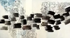 Wang Huaiqing, Flying Apsaras (triptych), 2006, Oil on canvas, collage