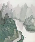Misty Mountains by Pang Jiun, 1987, Oil on canvas, sold Dec 2014