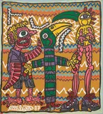 Robert Combas, Untitled, 1987, Acrylic and fabric collage on canvas