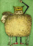 Yim Man Hyeok, Boy with Sheep, 2007, Charcoal and mixed media on Korean paper, mounted on canvas