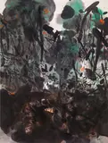 Chu Teh-chun, Composition No. 10, 2008, Mounted scroll, ink and color on paper