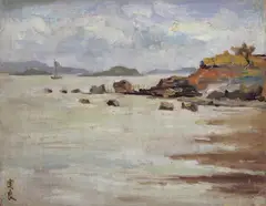 Guan Liang, Scenery of the River Bank, Oil on canvas