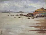 Guan Liang, Scenery of the River Bank, Oil on canvas