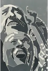 Fang Lijun, Face, 2000-2002, Woodblock print on paper