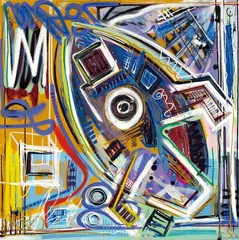 Peter Riezebos, Untitled-Galaxy Spaceship, 2017, Acrylic, oil and spray paint on linen