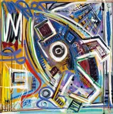 Peter Riezebos, Untitled-Galaxy Spaceship, 2017, Acrylic, oil and spray paint on linen