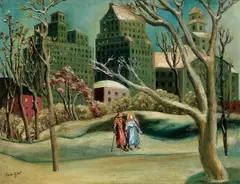 Yun Gee, Frost in Central Park, 1940, Oil on canvas