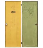 Tell Me Why (A to Z) by Yoshitomo Nara, 2006, Marker pen, oil, wallpaper on door, sold Dec 2022