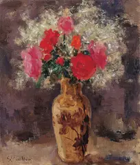Wang Shou-ying, Vase of Flowers, 1990, Oil on canvas