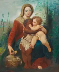 Fu Ching-Li, Mary, Jesus and John, 19th Century - 2013, Oil on canvas