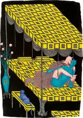 Yao Jui-chung, Wonderful - Making Love in  We-go Motel, 2007, Ink and color, gold leaf on handmade paper