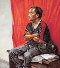 Gao Xiaohua, A Boy with a Bag, 2003, Oil on canvas
