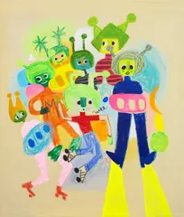 Fanny Brodar, Mars Playground, 2022, Acrylic, crayon on canvas