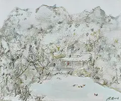 Silver Snow by Hong Ling, 2006, Oil on canvas, sold Nov 2016