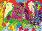 Do You Like My Red Hair ? by Walasse Ting, 1986, Acrylic and crayon on canvas, sold Dec 2010