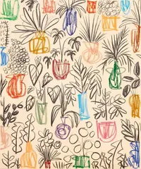 Planted Thoughts by B.D. Graft, 2021, Acrylic, oil pastel and charcoal on canvas, offered Jun 2023