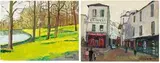 Yoshio Chang, Lakeside Woods; Street Scene (a set of 2), 1981; 1990, Oil on canvas