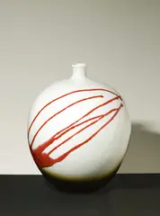 Wang Shiu-kung, White Vase With Red Glaze Landscape Decoration, 1999, Ceramics