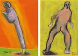 Celibataire II ; Unique II (a set of 2) by Alixe Fu & École Française XIXè, 2005, Mixed media on paper, sold Dec 2023