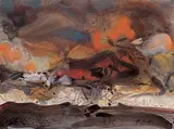 Hong Kong No. 25 by Chu Teh-chun, 1997, Oil on paper, sold Dec 2014