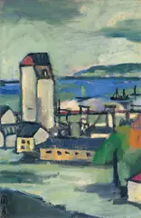 Guan Liang, German Scenery, 1950, Oil on board