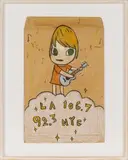 Yoshitomo Nara, Untitled (LA 106.7 92.3 NYC), 2005, Colored pencil on paper (envelope)