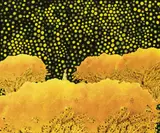 Kusama in Flower Garden by Yayoi Kusama, 1996, Acrylic on canvas, collage, sold Nov 2011