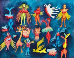 Gu Dexin, Aliens, 1983, Watercolor and acrylic on Japanese paper