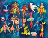 Gu Dexin, Aliens, 1983, Watercolor and acrylic on Japanese paper