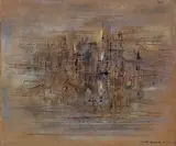 Ville flottante by Zao Wou-ki, 1954, Oil on canvas, sold Dec 2014