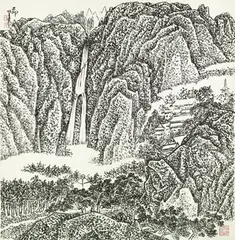Zhang Guangbin, The Sensuous Temple, 1999, Ink on paper