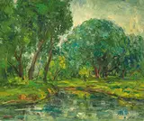 Sanlang Yang, Orchid Lake, Oil on canvas