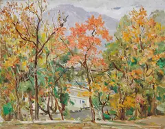 Hu Shanyu, Peach Blossom Spring, Oil on paper